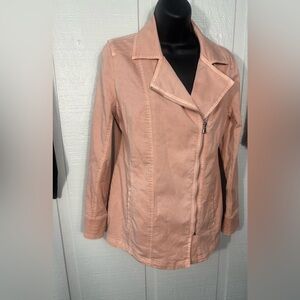 Chico's Elongated Moto Zip Front Jacket Womens Peach Size 0/Small EUC